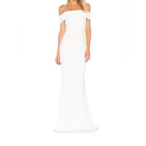 Katie May White Off-the-Shoulder Sleeveless Gown
